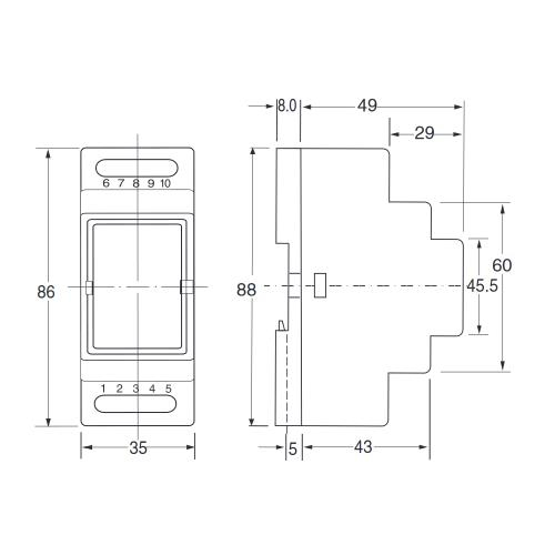 Module enclosure 350 for DIN-rail